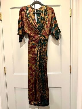 YFB Tie-Dye Twist Dress in Teal, Mauve & Cream - XS - Young Fabulous & Broke